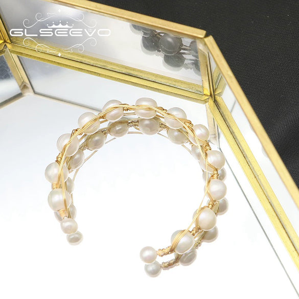 Pearl Bracelet Retro Geometric Style Electroplating Design