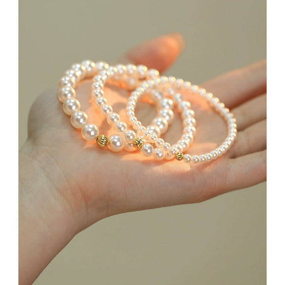 Pearl Bracelet Silver Handmade Original Design Women's Exquisite Allmatch Highend Stacked Strand Transfer Bead