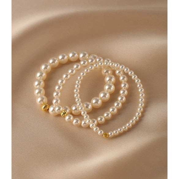Pearl Bracelet Silver Handmade Original Design Women's Exquisite Allmatch Highend Stacked Strand Transfer Bead