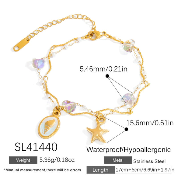 Pearl Bracelet Stainless Steel Titanium Steel Geometric Starfish Shell Pendant Electroplating Light Luxury Fashion Minimalist Jewelry For Women And Unisex