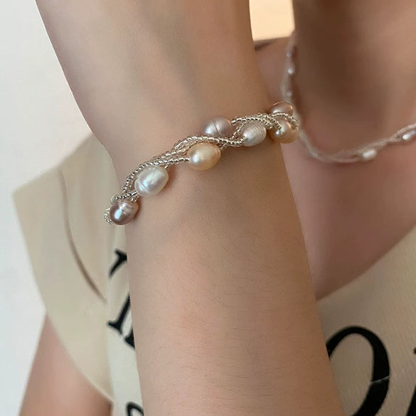 Pearl Bracelet Titanium Steel Geometric Electroplating Light Luxury Women's