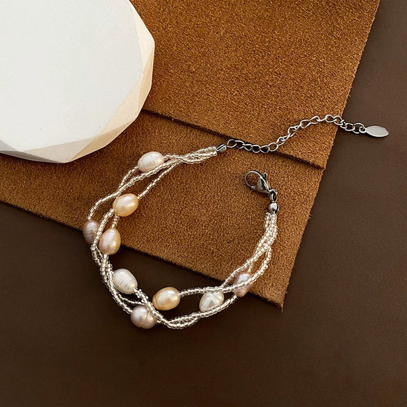 Pearl Bracelet Titanium Steel Geometric Electroplating Light Luxury Women's