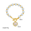 Pearl Bracelet With Diamondembedded Love Pendant Handmade Titanium Steel For Ladies