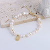Pearl Bracelet With Fu Character Smiley Face Shell Bow Pendant For Women