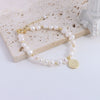 Pearl Bracelet With Fu Character Smiley Face Shell Bow Pendant For Women