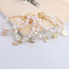 Pearl Bracelet With Fu Character Smiley Face Shell Bow Pendant For Women