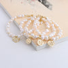 Pearl Bracelet With Fu Character Smiley Face Shell Bow Pendant For Women