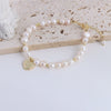 Pearl Bracelet With Fu Character Smiley Face Shell Bow Pendant For Women