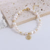 Pearl Bracelet With Fu Character Smiley Face Shell Bow Pendant For Women