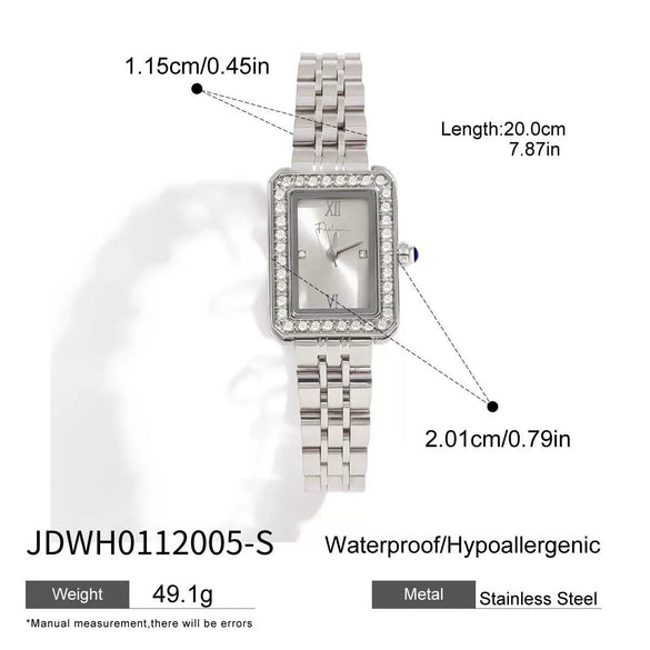 Pearl Bracelet Women's Mechanical And Quartz Watch Alloy Strap Metal Case Rectangle Dial Luxury Wristwatch