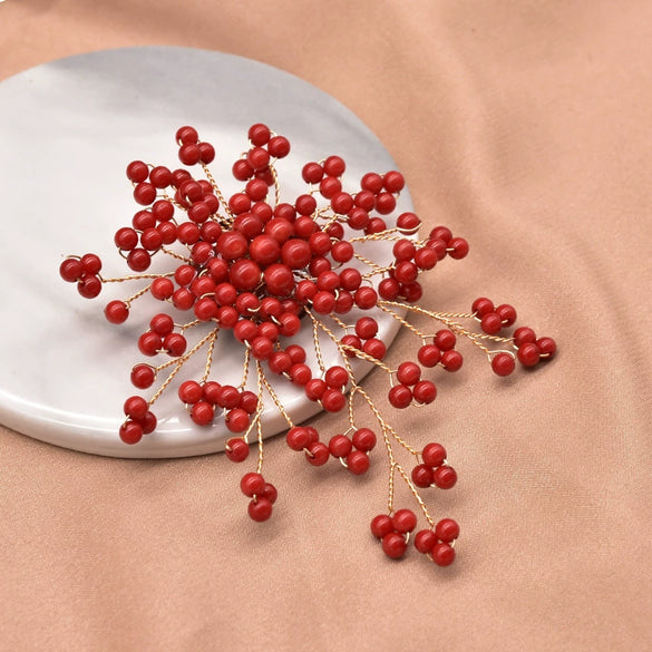 Pearl Brooch Sea Bamboo Tassel Flower Retro Style Fruit Shape Electroplated