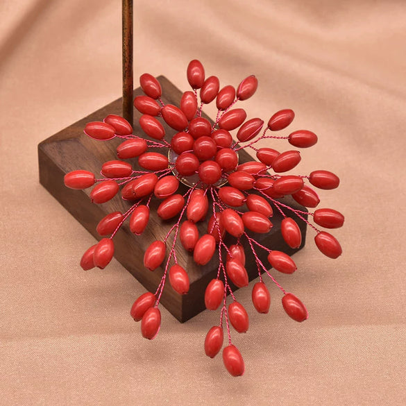 Pearl Brooch Sea Bamboo Tassel Flower Retro Style Fruit Shape Electroplated