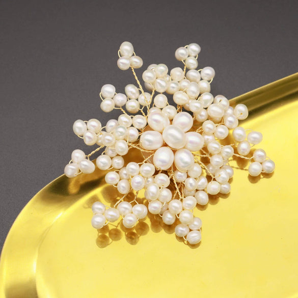 Pearl Brooch Sea Bamboo Tassel Flower Retro Style Fruit Shape Electroplated