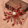 Pearl Brooch Sea Bamboo Tassel Flower Retro Style Fruit Shape Electroplated