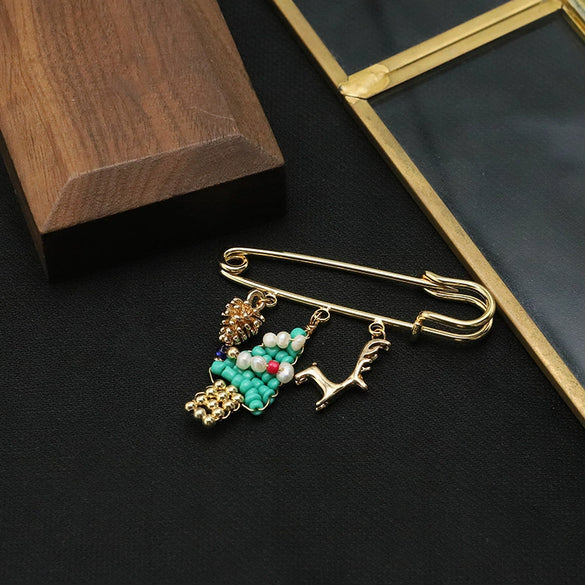 Pearl Brooch Women Original Light Luxury Electroplated Fashion Pin Accessories
