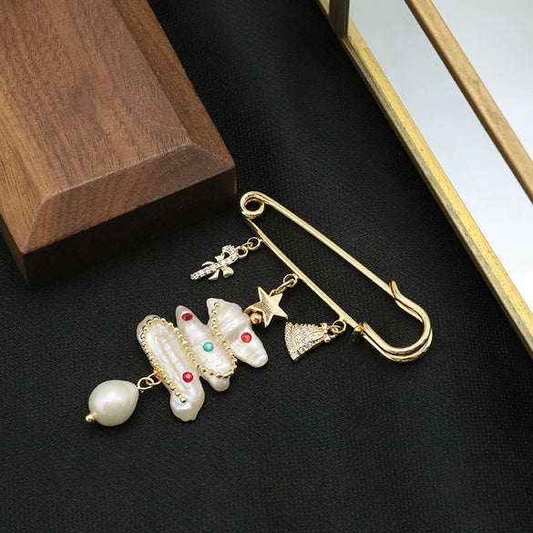 Pearl Brooch Women Original Light Luxury Electroplated Fashion Pin Accessories