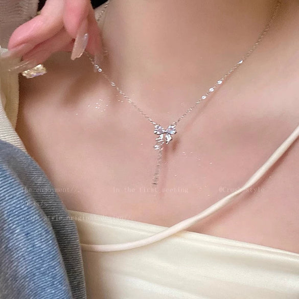 Pearl Butterfly Alloy And Copper Necklace For Women Electroplated With Bow Tie Insect And Star Shape Patterns