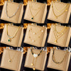 Pearl Butterfly Diamond Pendant Necklace Titanium Steel Electroplating Women's Retro Light Luxury Multilayered