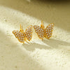 Pearl Butterfly Titanium Steel Women's Fashion Light Luxury Electroplated Earrings