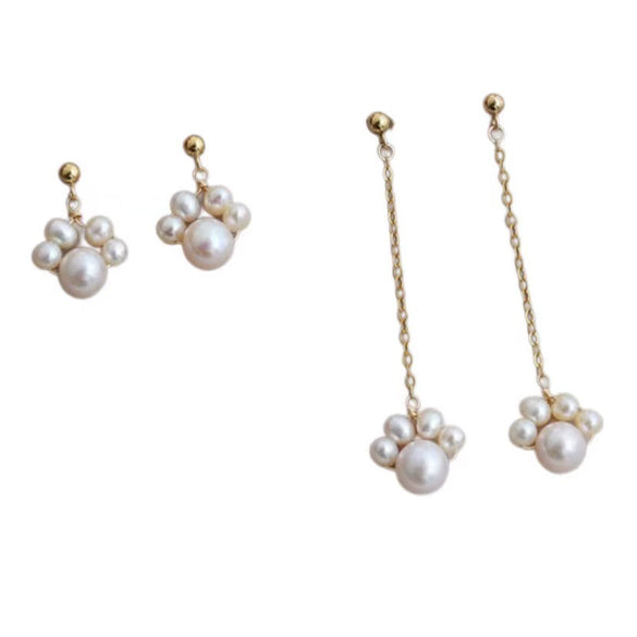 Pearl Cat Claw Women's Earrings Natural And Breeding Freshwater Pearls Nearly Round Shape Cartoon Style