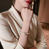 Pearl Cat's Eye Women's Adjustable Geometric Real Gold Electroplated Bracelet