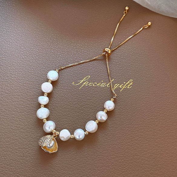 Pearl Cat's Eye Women's Adjustable Geometric Real Gold Electroplated Bracelet