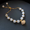 Pearl Cat's Eye Women's Adjustable Geometric Real Gold Electroplated Bracelet