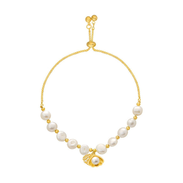 Pearl Cat's Eye Women's Adjustable Geometric Real Gold Electroplated Bracelet