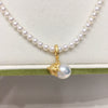 Pearl Clavicle Chain With Natural Freshwater Pearl Pendant Gourd Round Baroque Style Frosted Gold Copper