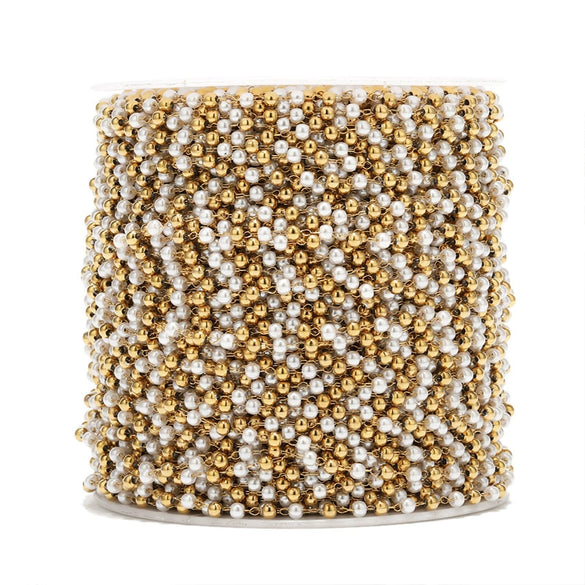 Pearl Clip Bead Chain Stainless Steel Handmade Jewelry Accessories With Vacuum Plated And Electroplated Treatment