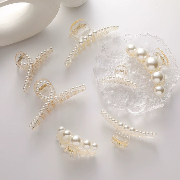Pearl Clip Headwear Acrylic Geometric Women's Electroplating Hair Jewelry