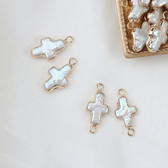 Pearl Cross Copper Gold Plated Small Accessories For Diy
