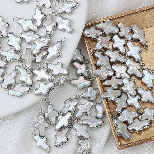 Pearl Cross Copper Gold Plated Small Accessories For Diy