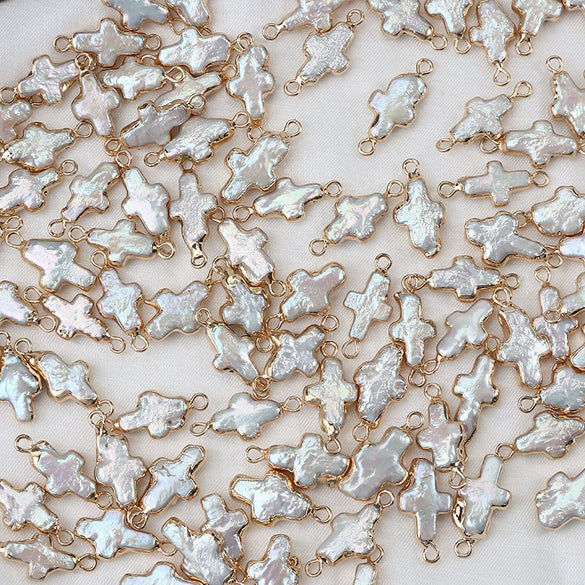 Pearl Cross Copper Gold Plated Small Accessories For Diy
