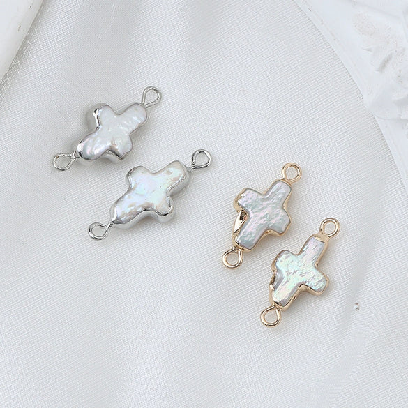 Pearl Cross Copper Gold Plated Small Accessories For Diy