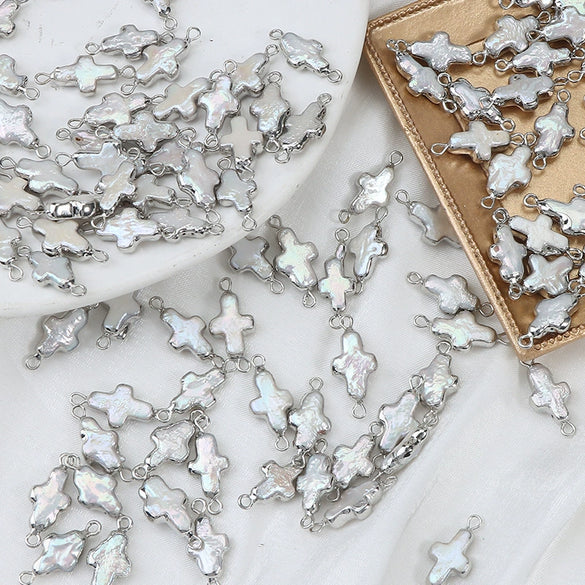 Pearl Cross Copper Gold Plated Small Accessories For Diy