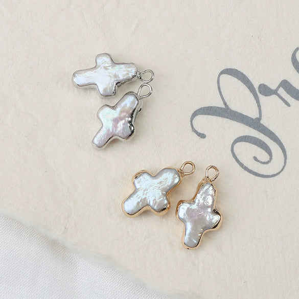 Pearl Cross Copper Gold Plated Small Accessories For Diy