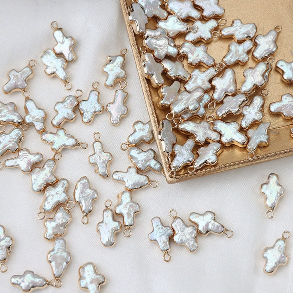 Pearl Cross Copper Gold Plated Small Accessories For Diy