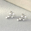 Pearl Cross Necklace And Ear Stud Set Copper Electroplated With Cross Crown Roman Numerals Pattern For Women
