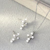 Pearl Cross Necklace And Ear Stud Set Copper Electroplated With Cross Crown Roman Numerals Pattern For Women