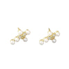 Pearl Cross Necklace And Ear Stud Set Copper Electroplated With Cross Crown Roman Numerals Pattern For Women