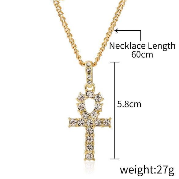 Pearl Cross Pendant Necklace Alloy Box Chain Electroplated Retro Exaggerated Multilayer Women's Accessories