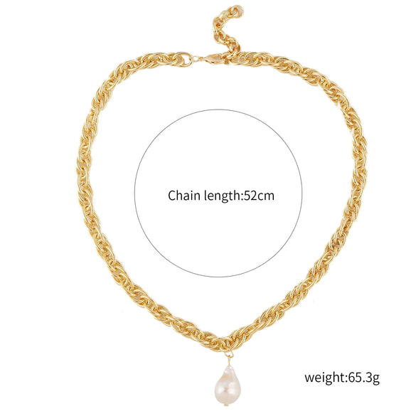 Pearl Cross Pendant Necklace Alloy Box Chain Electroplated Retro Exaggerated Multilayer Women's Accessories