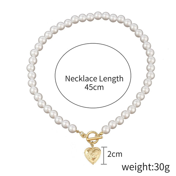 Pearl Cross Pendant Necklace Alloy Box Chain Electroplated Retro Exaggerated Multilayer Women's Accessories