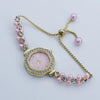Pearl Diamond Alloy Women's Fashion Bracelet Watch With Digital Fritillaria Dial And Spiral Crown