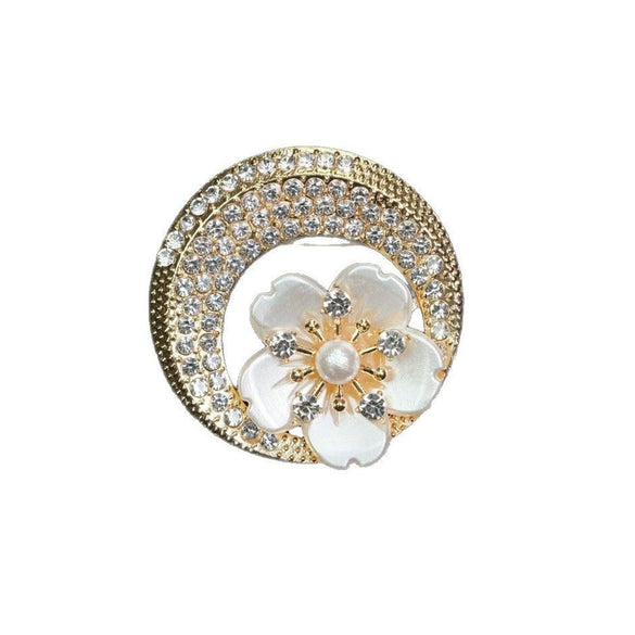 Pearl Diamond Brooch Zinc Alloy Flower Shape Electroplating Women's Clothing Accessories
