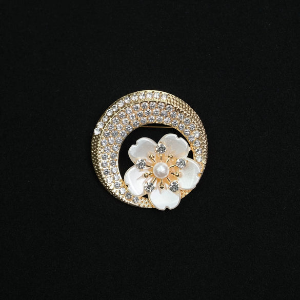 Pearl Diamond Brooch Zinc Alloy Flower Shape Electroplating Women's Clothing Accessories