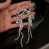 Pearl Diamond Tassel Earrings Rhinestone Material U Shaped Design For Women