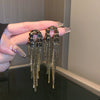 Pearl Diamond Tassel Earrings Rhinestone Material U Shaped Design For Women