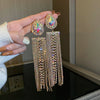 Pearl Diamond Tassel Earrings Rhinestone Material U Shaped Design For Women